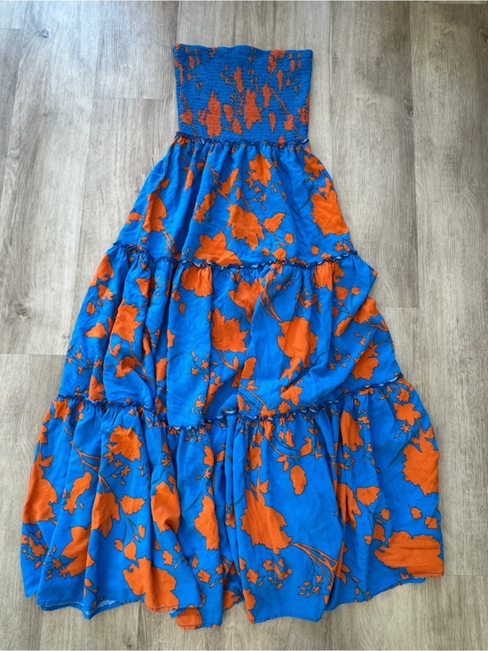 Anthropologie Dresses & Skirts - Anthropologie Abel the Label Blue and Orange Floral Smocked Maxi Dress sz M